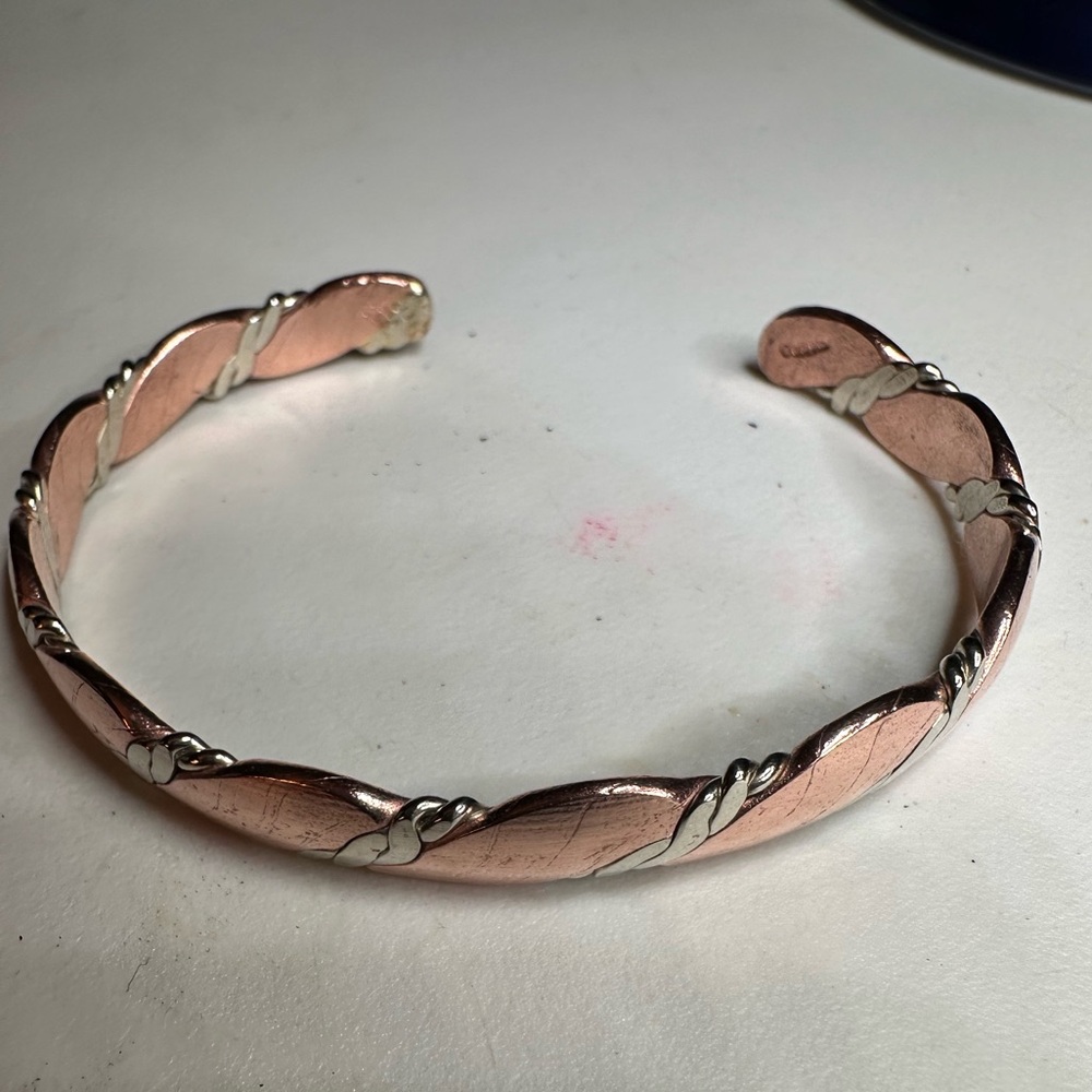 Braided Copper & Brass Cuff Bracelet Minimalist Unisex Jewelry